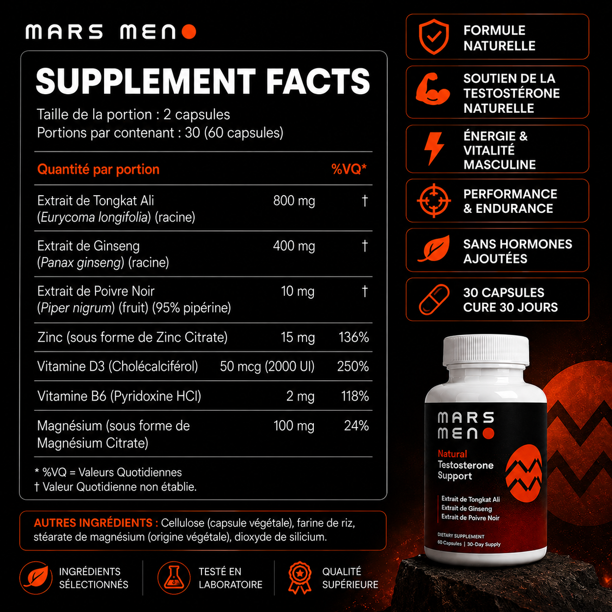 Mars Men™ | Testostérone Naturelle, Force & Endurance